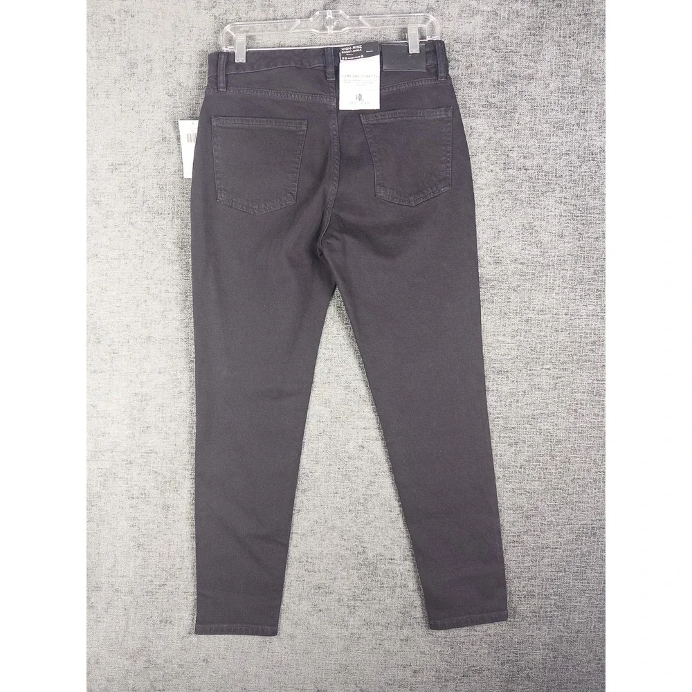 NEW Lauren Ralph Lauren High Rise Skinny‎ Ankle Jeans Womens 28 6 Black Denim